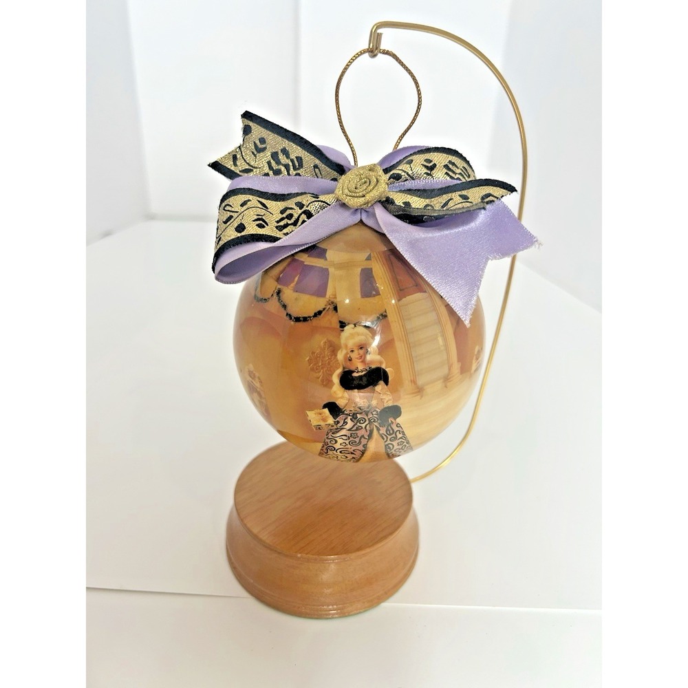 1997 Vintage Mattel Barbie Ball Ornament Fancy Dress Purple Gold Black w/‎ Bow